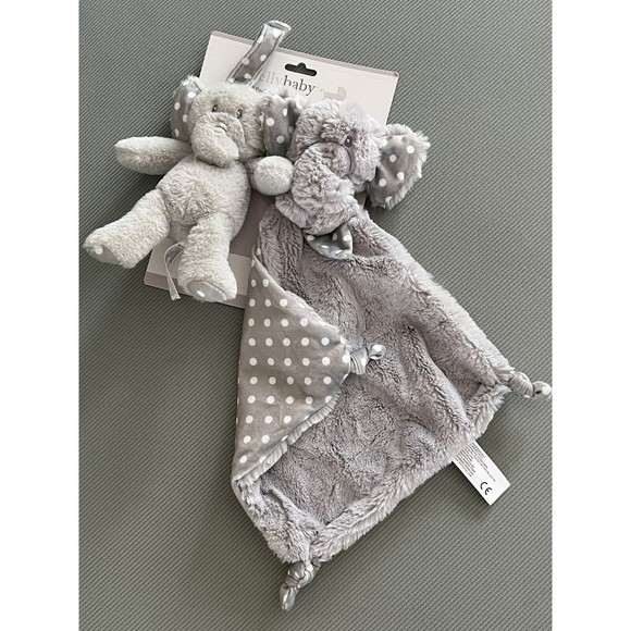 Kellytoy Toys Kelly Baby Elephant Security Blanket Gray Polka Dot
